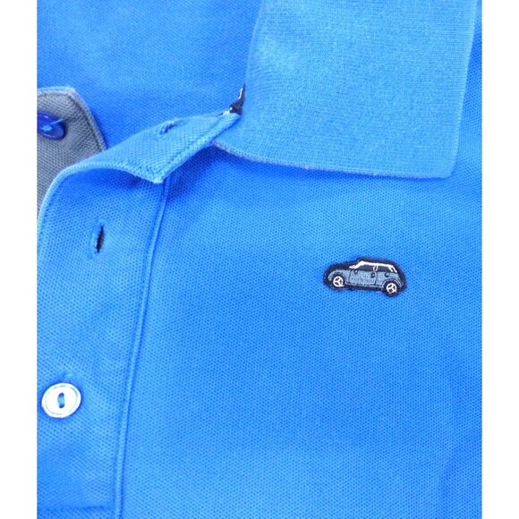 Mini Cooper Mens XL Blue Polo Shirt With Car And Logo Details Button Collar Shor - Picture 5 of 8